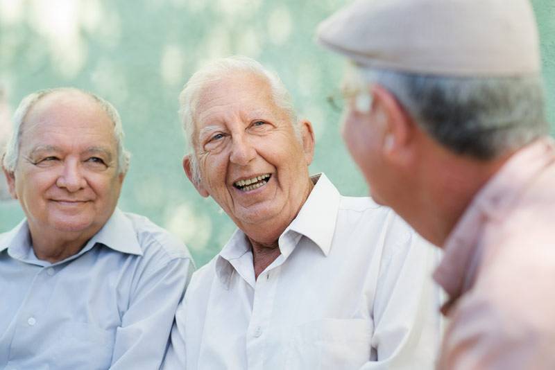 Residents at WLC talking outside