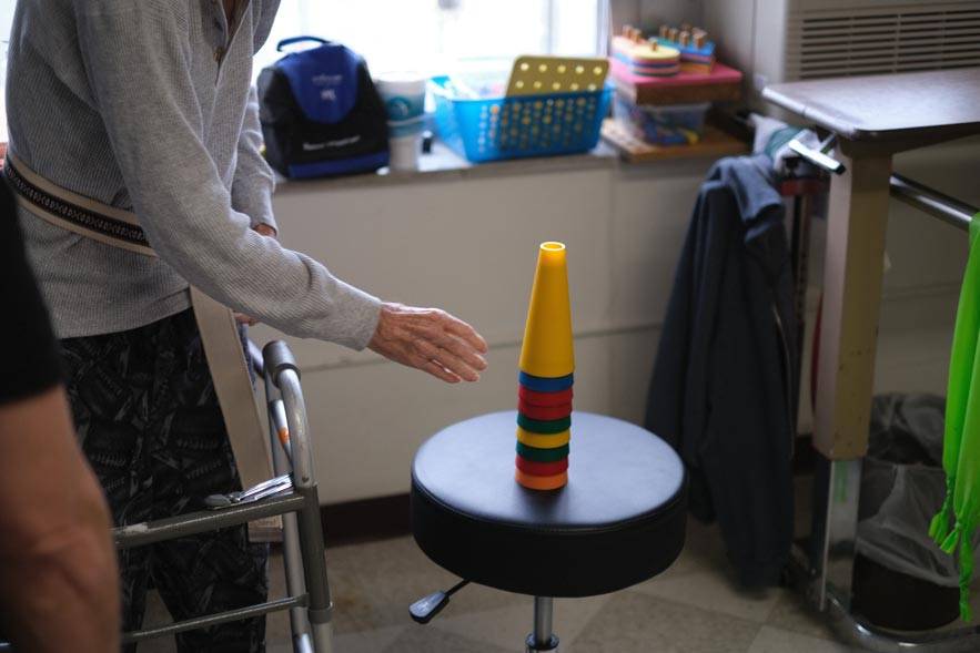 An interior shot of a resident undergoing occupational therapy at the WLC Hillview facility, from the Hillview Gallery.
